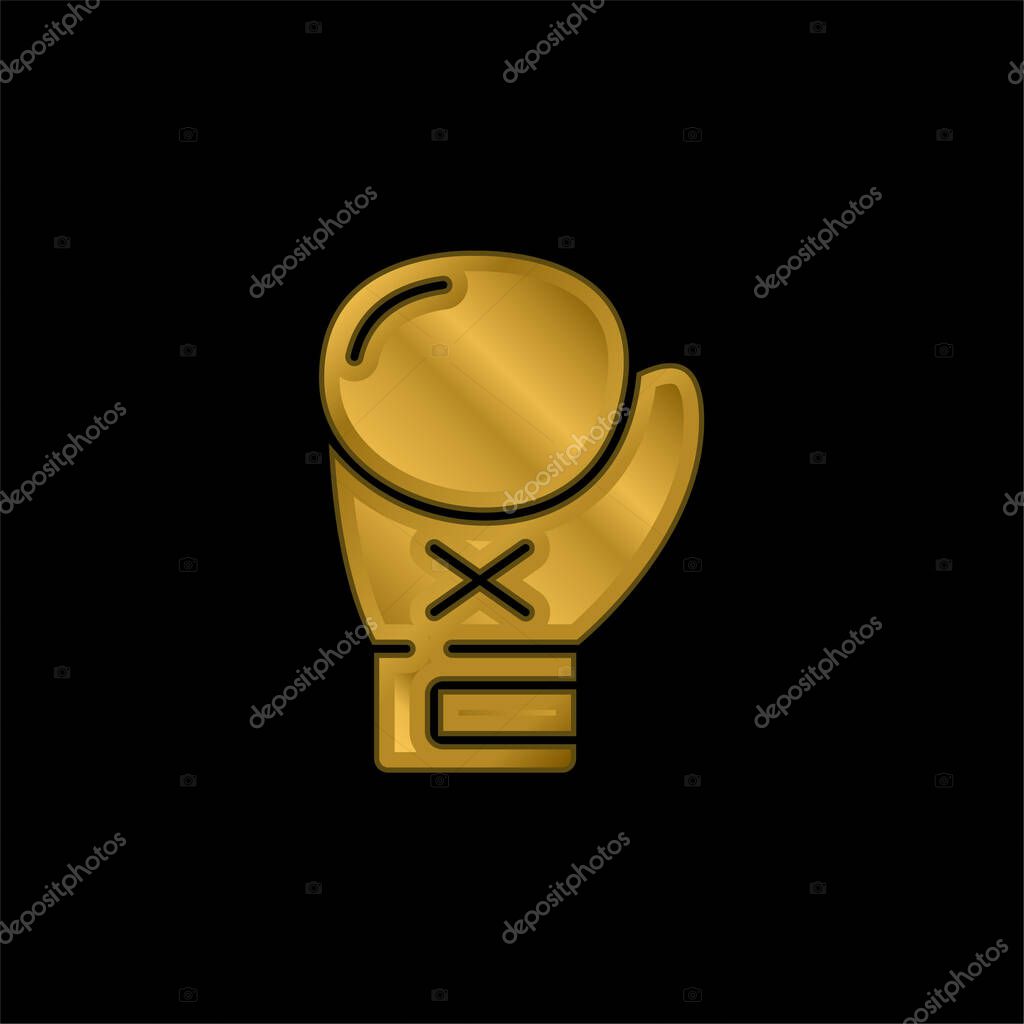 Boxing Glove gold plated metalic icon or logo vector