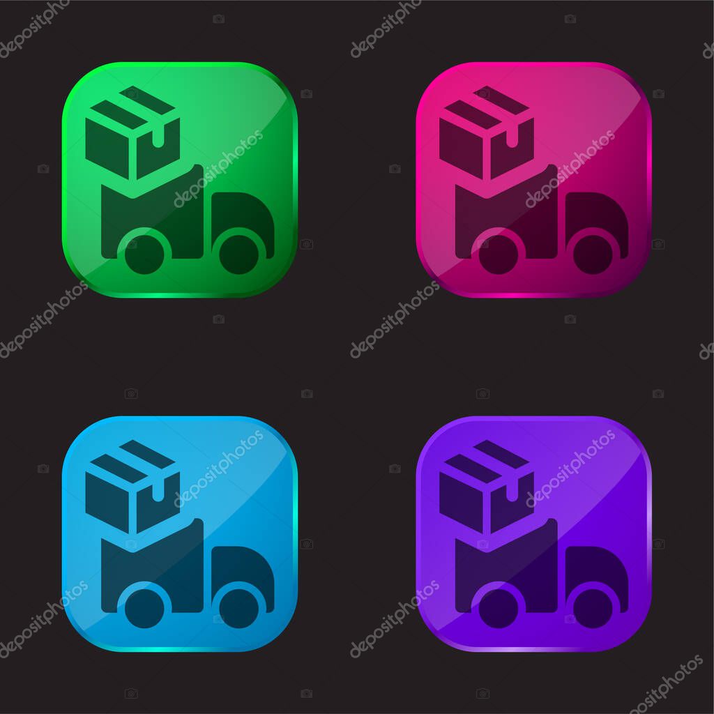 Box four color glass button icon