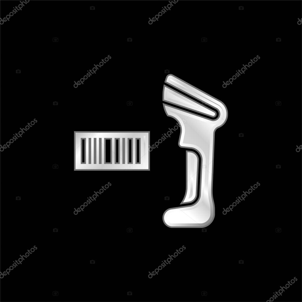 Barcode Scanner silver plated metallic icon