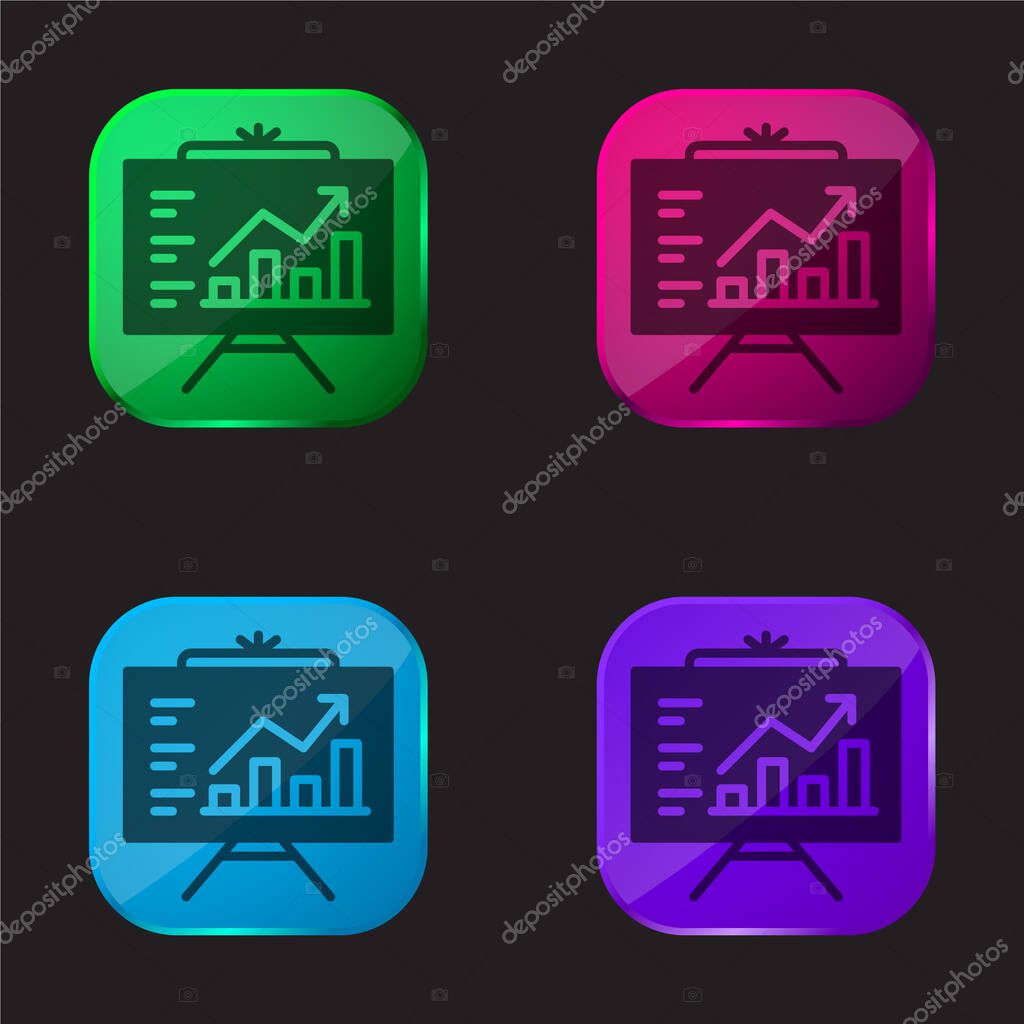 Analytics four color glass button icon