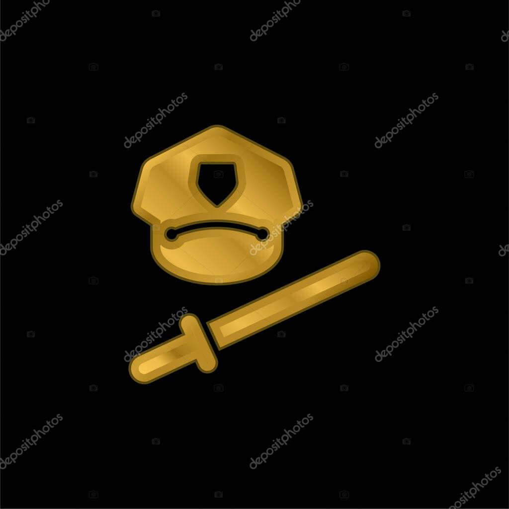 Baton gold plated metalic icon or logo vector