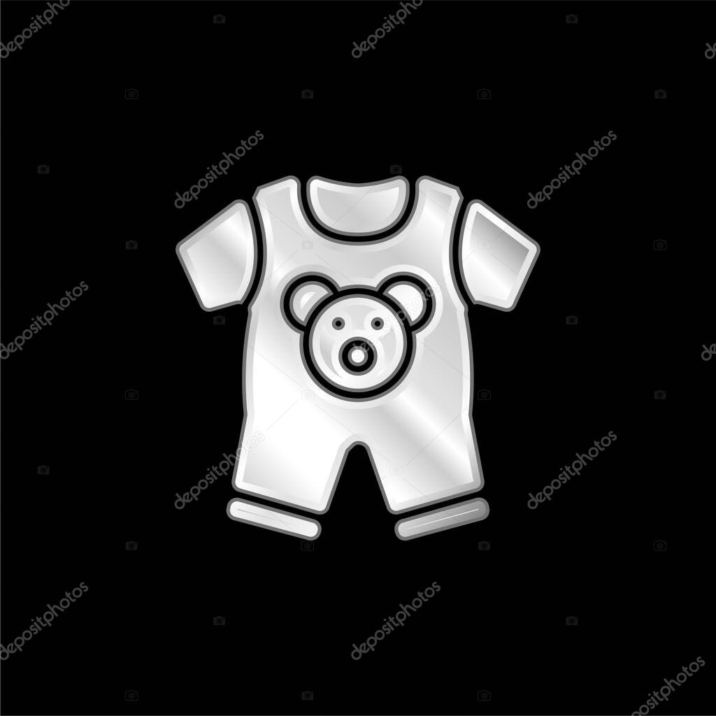 Baby Clothes silver plated metallic icon