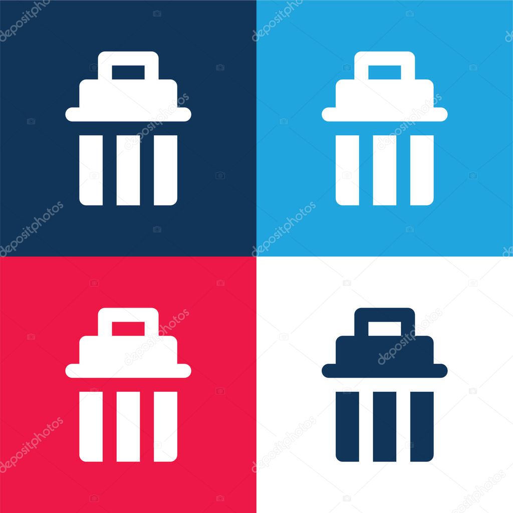 Bin blue and red four color minimal icon set