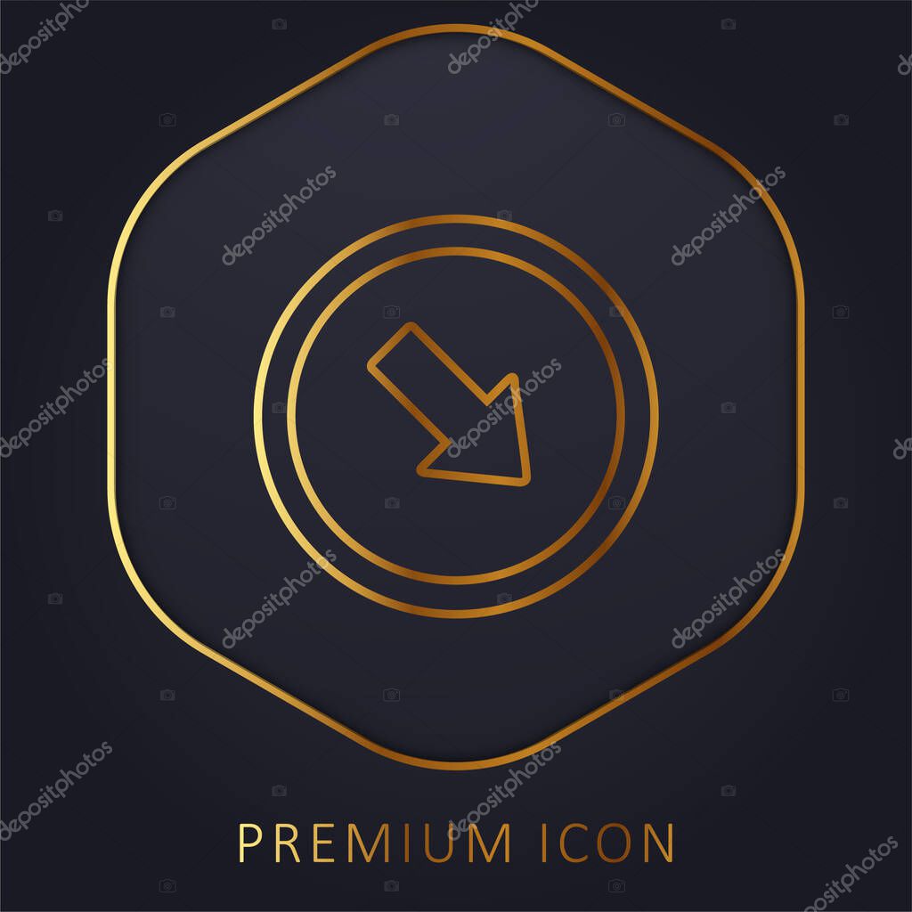 Arrow Pointing To Bottom Right Corner golden line premium logo or icon