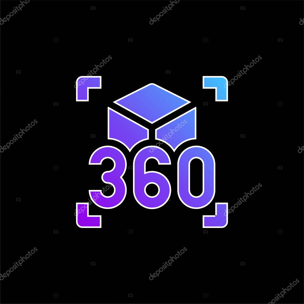 360 Degrees blue gradient vector icon