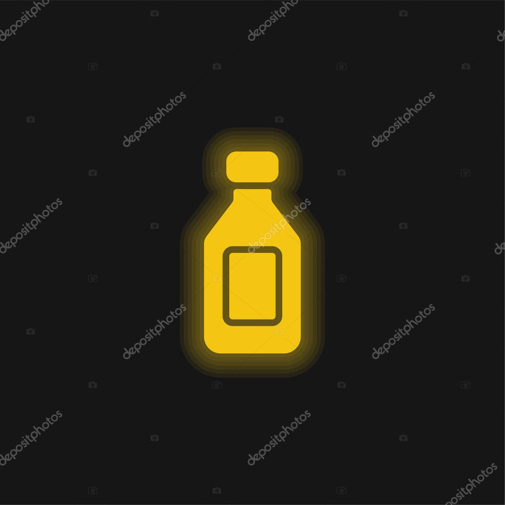 Bottle yellow glowing neon icon