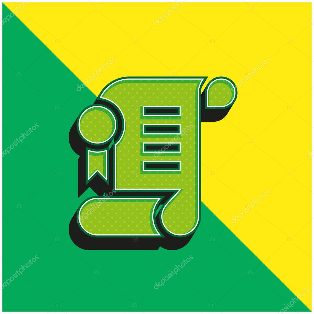 Agreement Green and yellow modern 3d vector icon logo