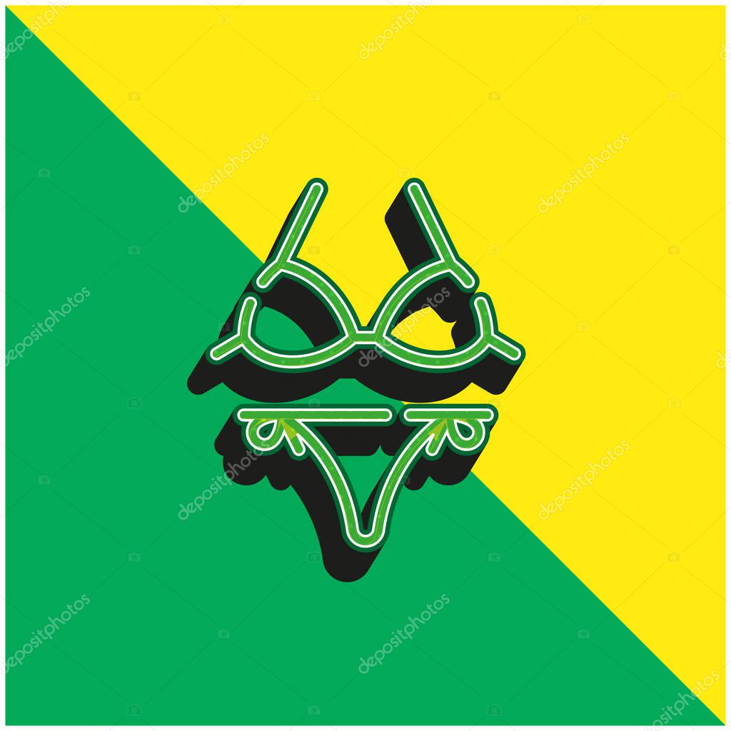 Bikini Green and yellow modern 3d vector icon logo