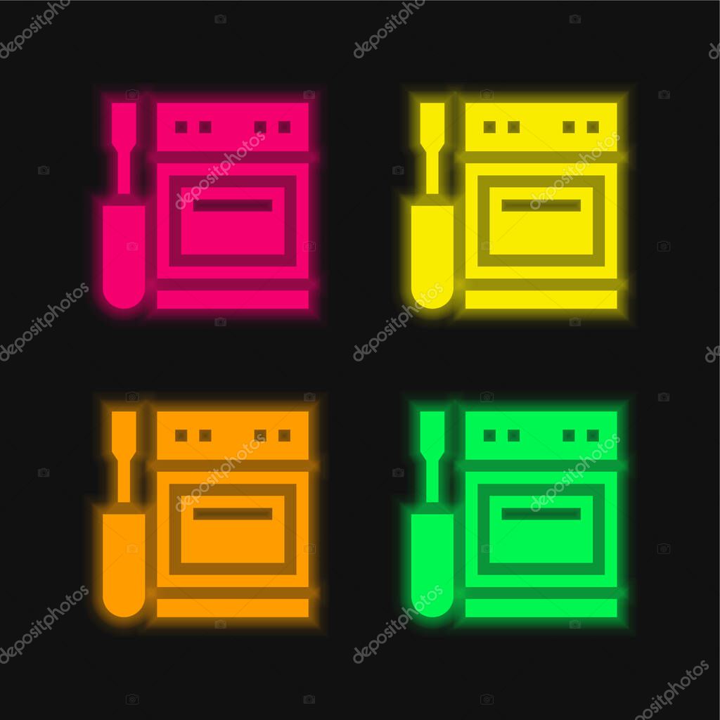 Appliance four color glowing neon vector icon