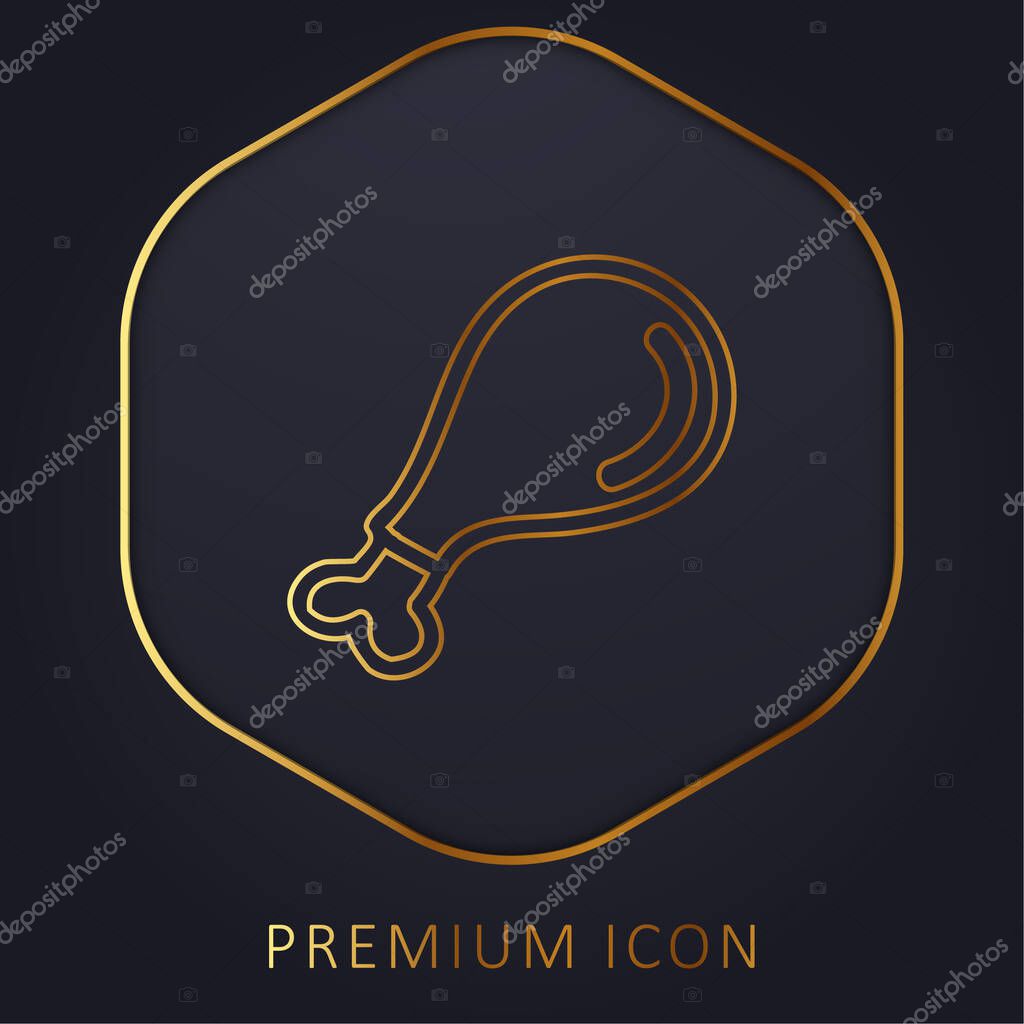 Bird Part Meat Hand Drawn Outline golden line premium logo or icon