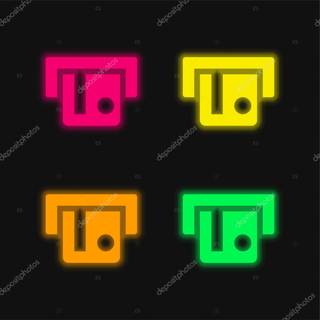 Atm four color glowing neon vector icon