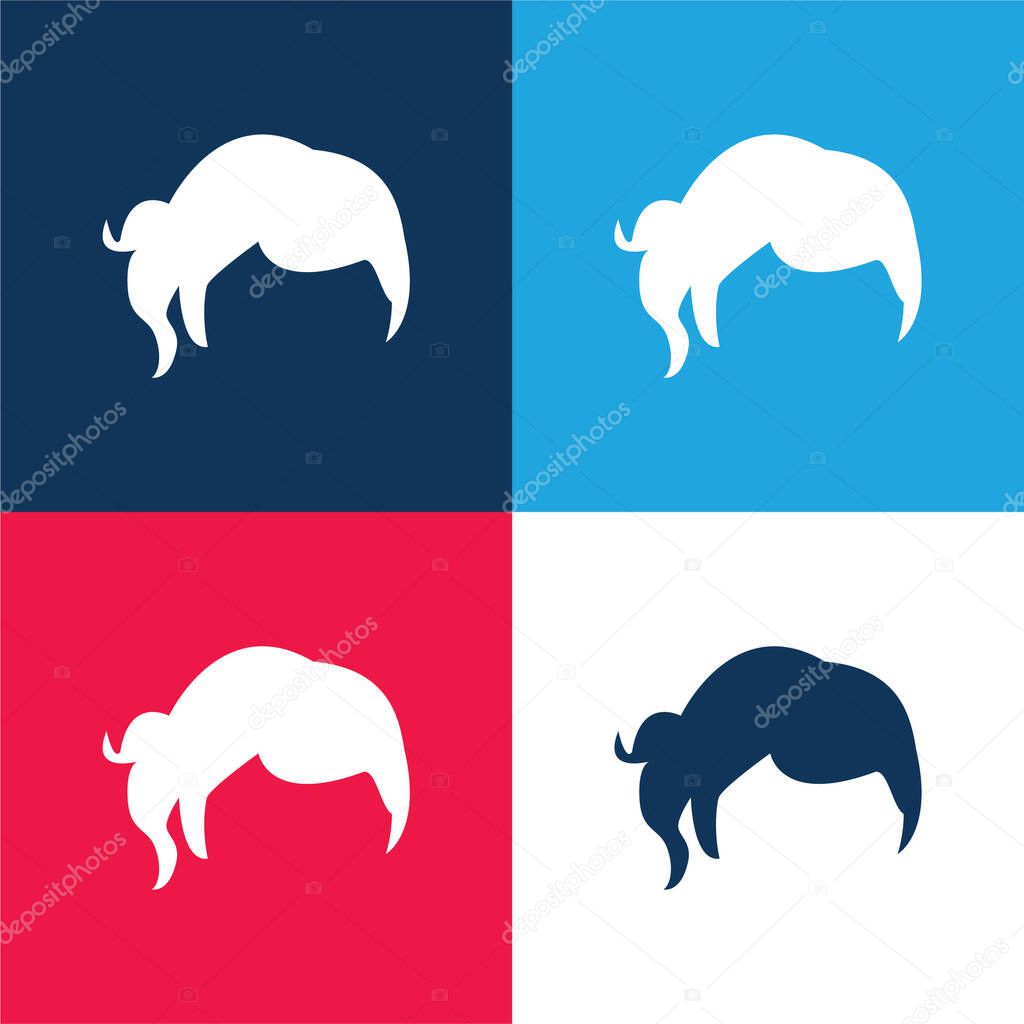 Black Short Hair Shape blue and red four color minimal icon set