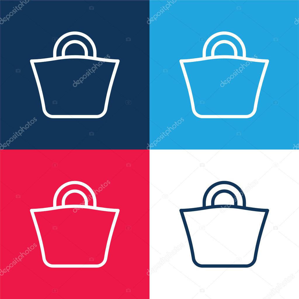 Beach Bag blue and red four color minimal icon set