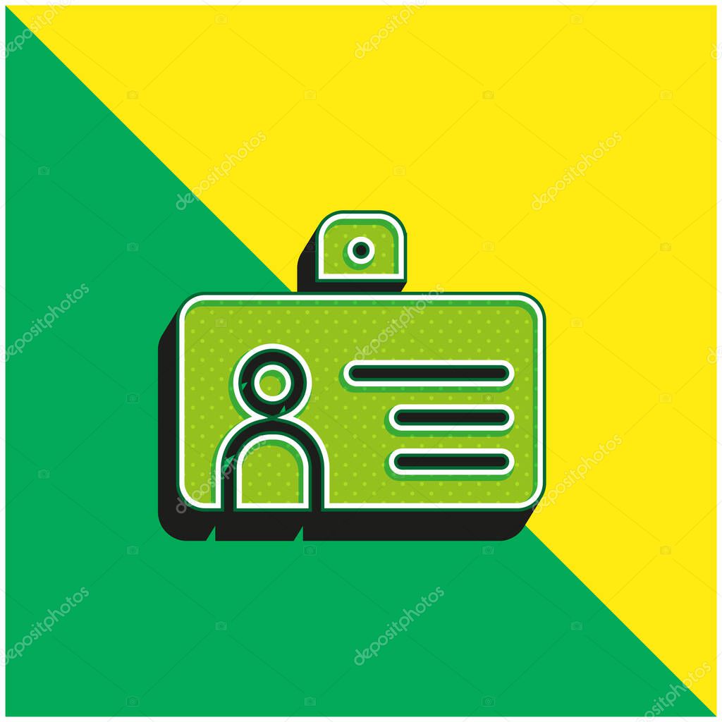 Badge Green and yellow modern 3d vector icon logo