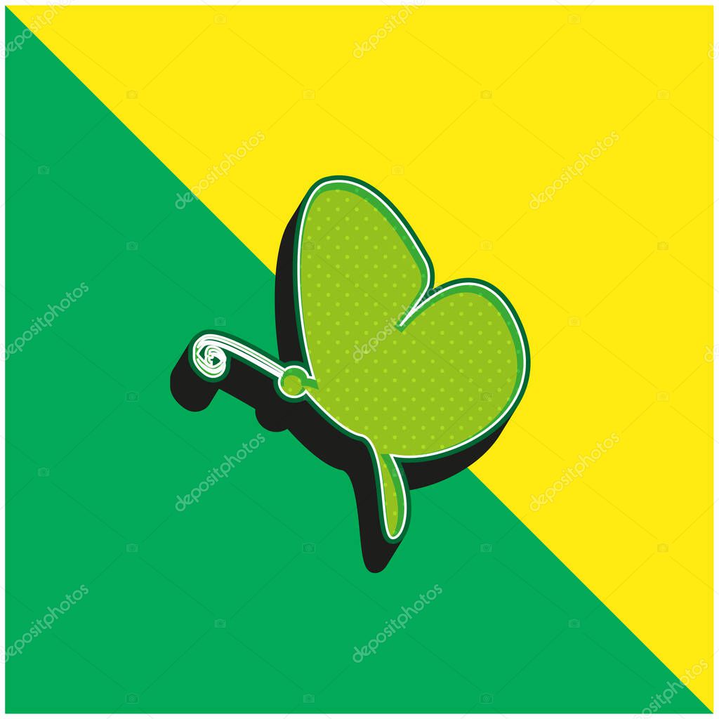 Black Butterfly Side View Green and yellow modern 3d vector icon logo