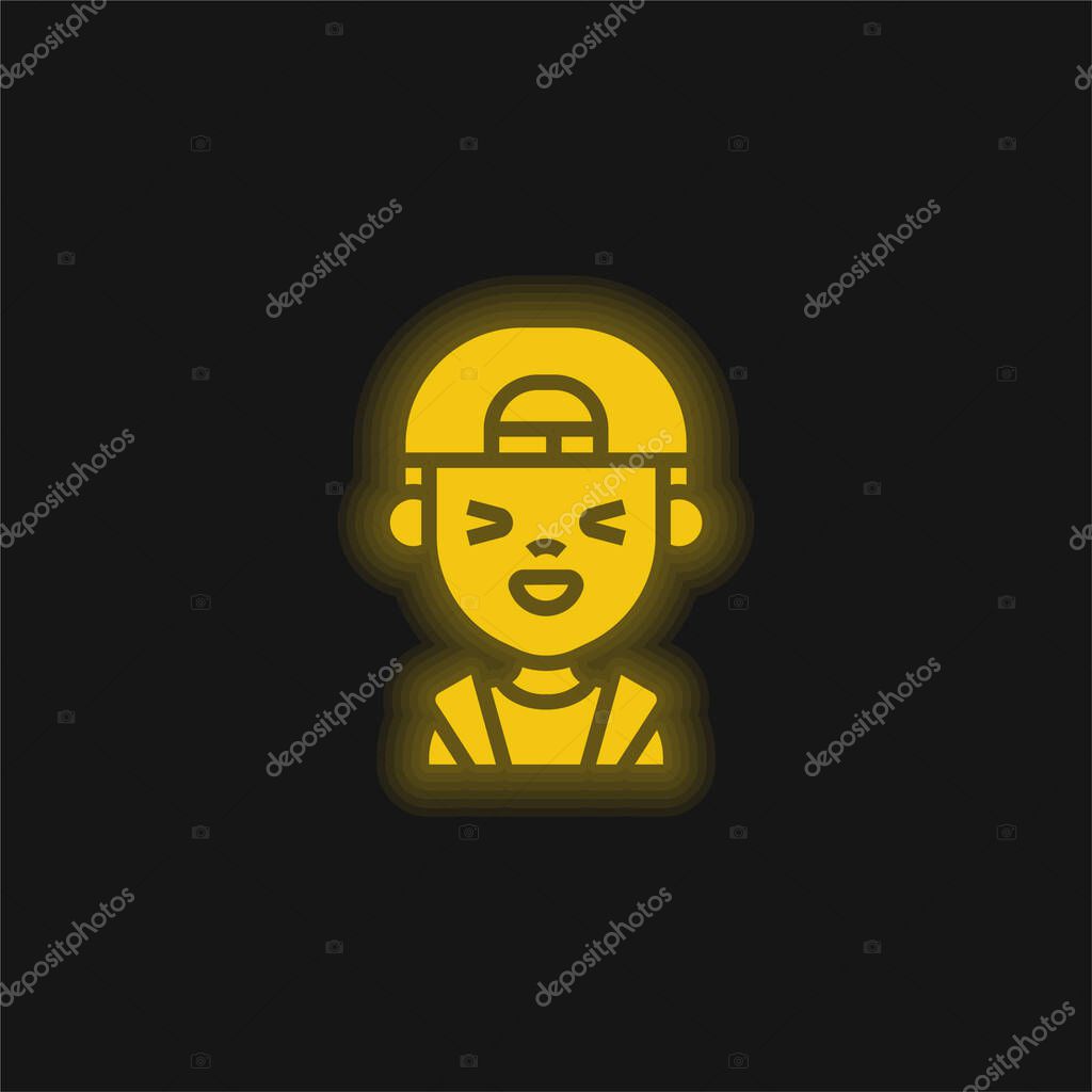 Boy yellow glowing neon icon
