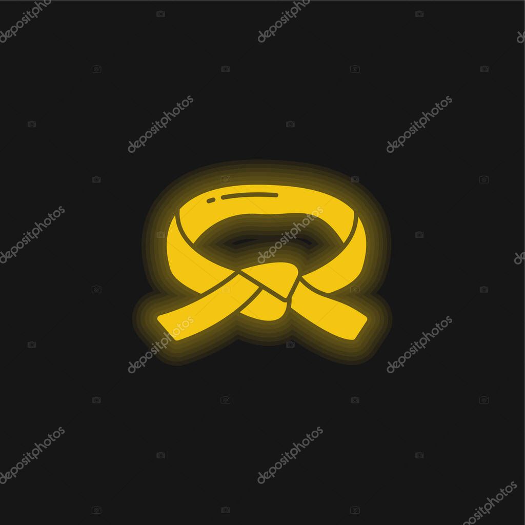 Black Belt yellow glowing neon icon