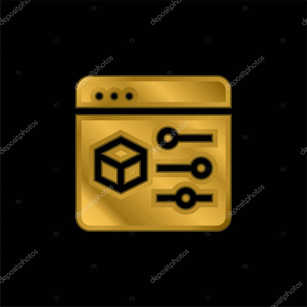 3d Print gold plated metalic icon or logo vector