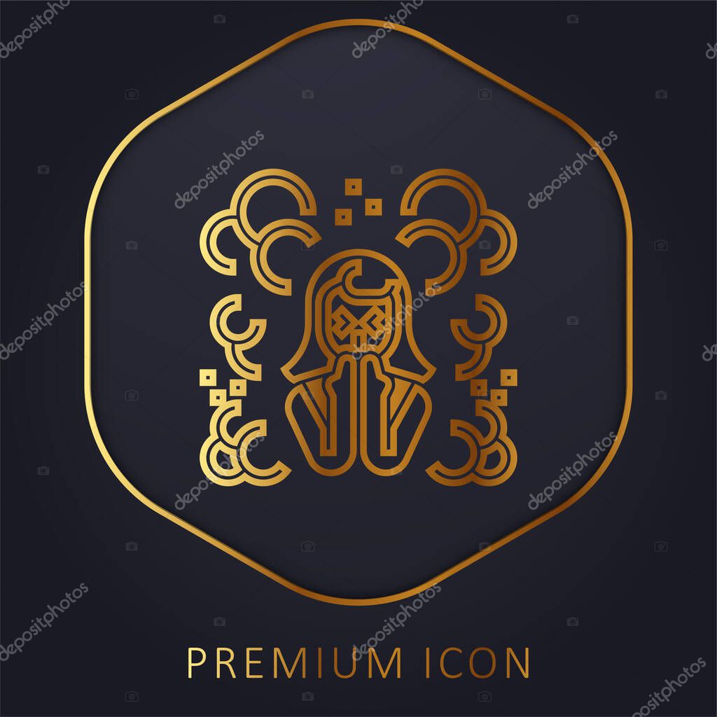 Air Pollution golden line premium logo or icon