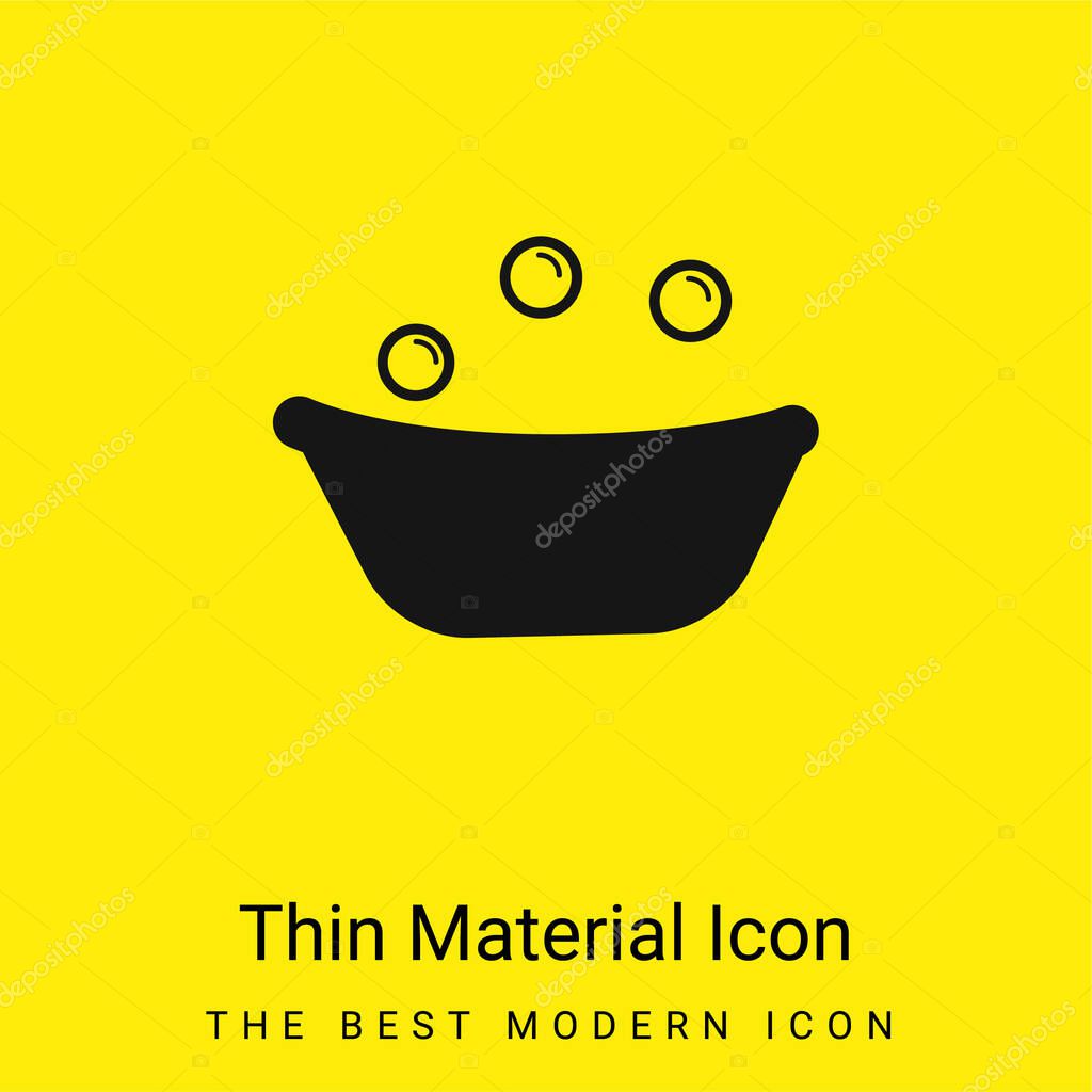 Baby Bath Tub With Soap Bubbles minimal bright yellow material icon