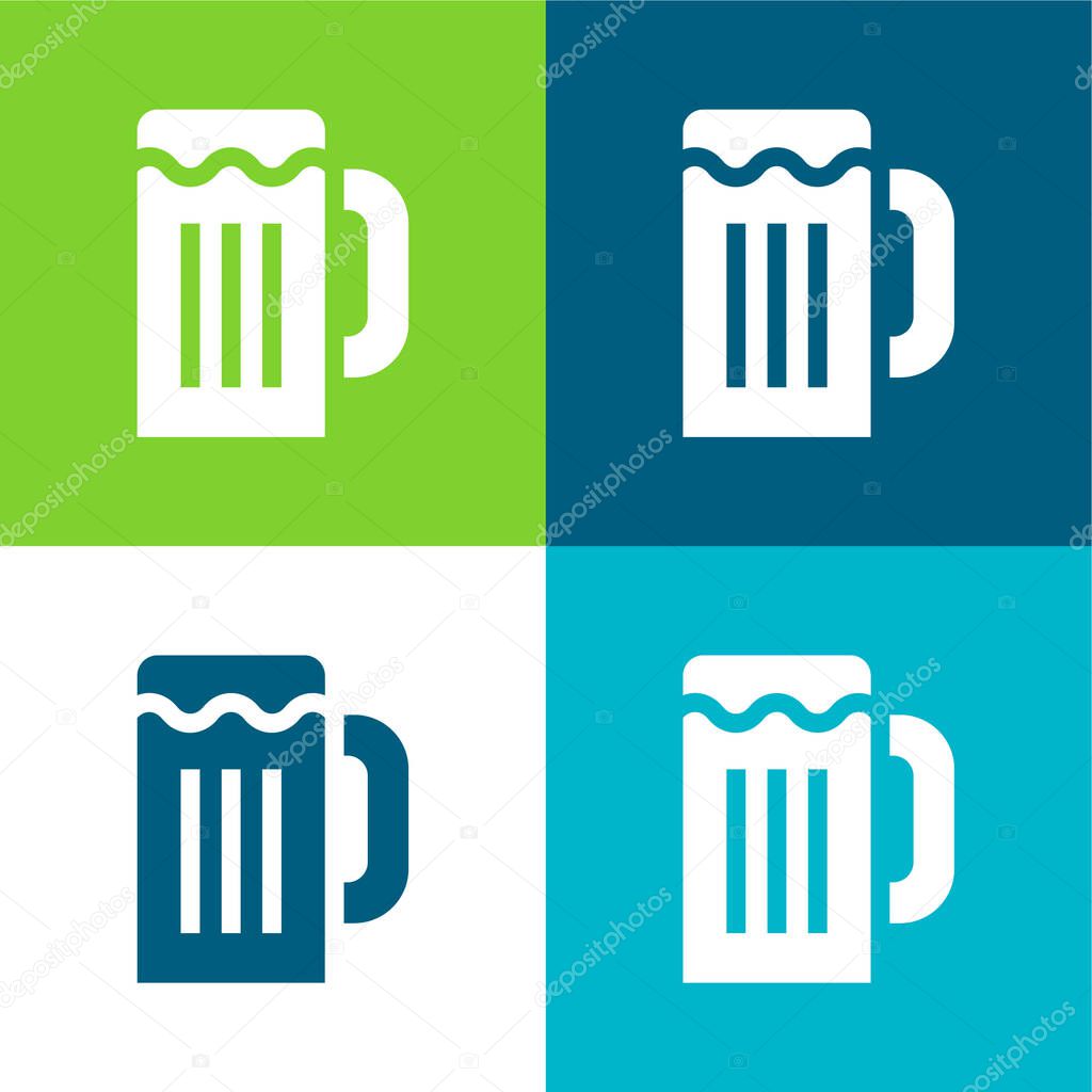 Beer Mug Flat four color minimal icon set