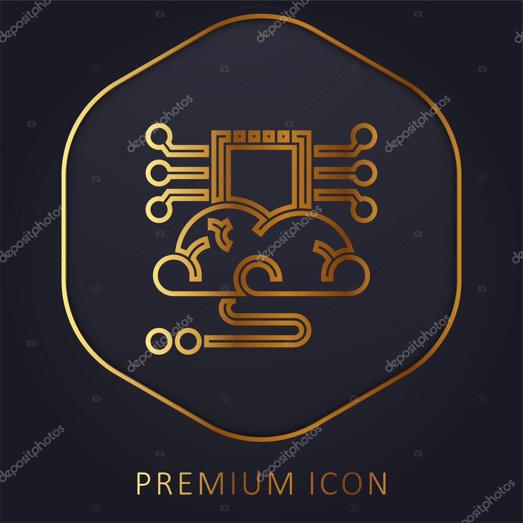 Brain golden line premium logo or icon