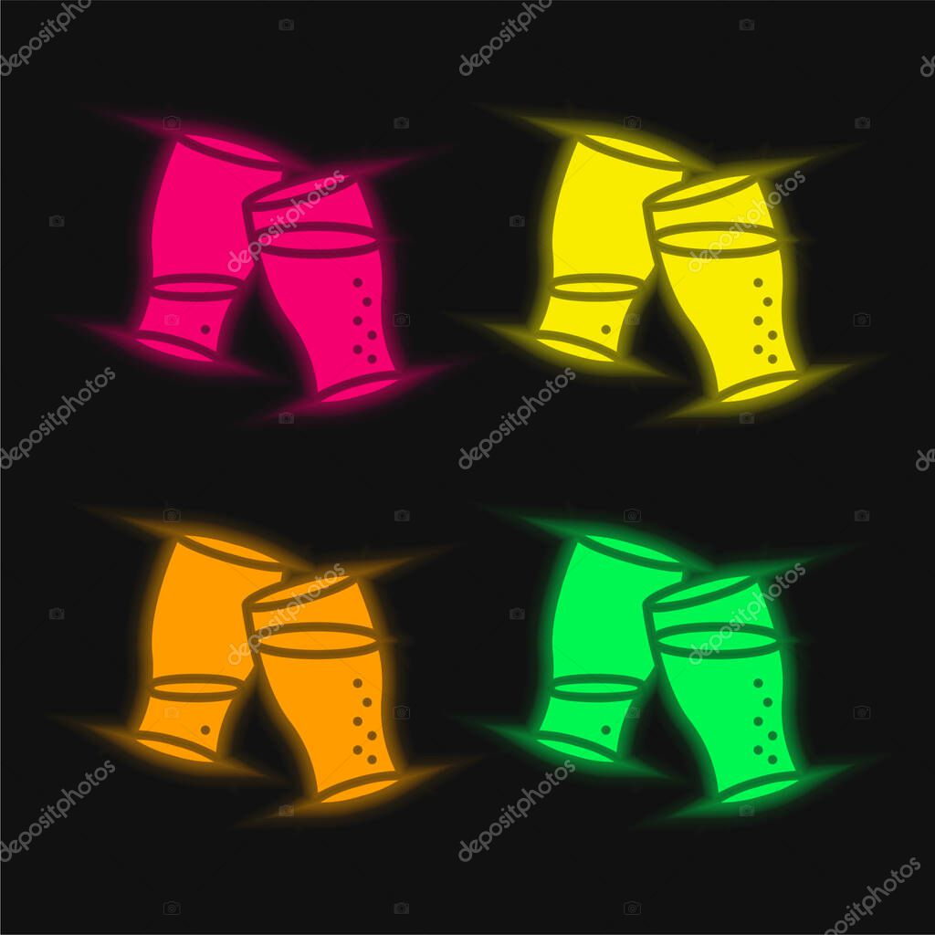 Beer four color glowing neon vector icon