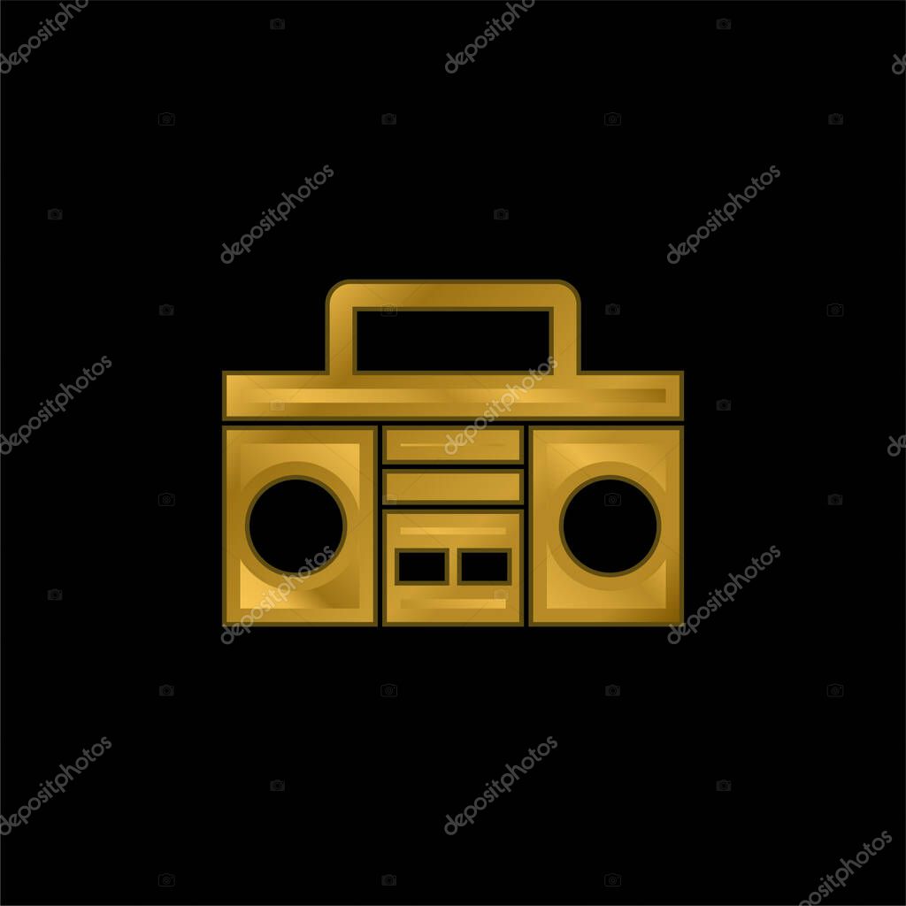 Boom Box With Handle gold plated metalic icon or logo vector