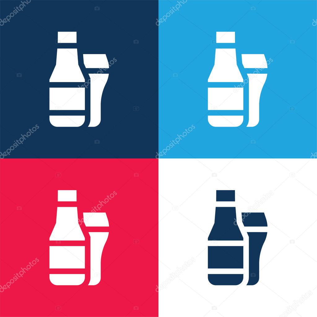 Beer blue and red four color minimal icon set