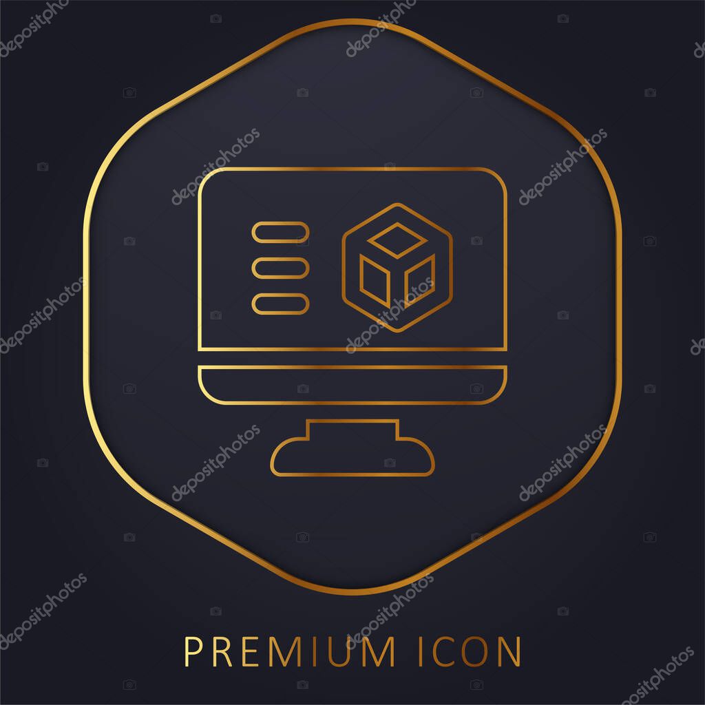 3d Printing Software golden line premium logo or icon