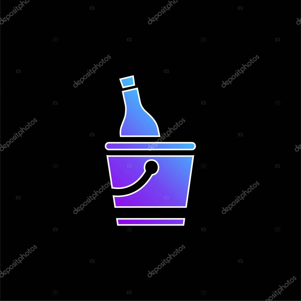 Bottle And Ice Bucket blue gradient vector icon