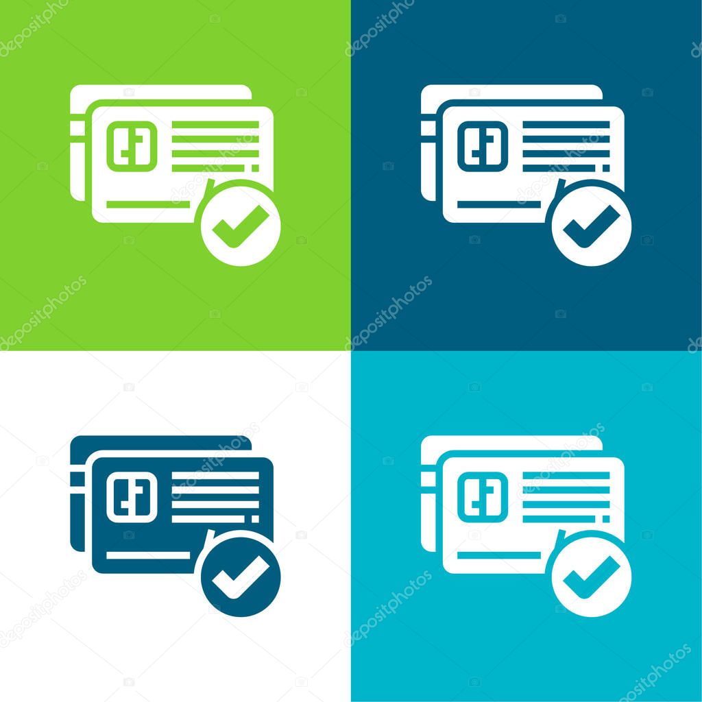 Accept Flat four color minimal icon set