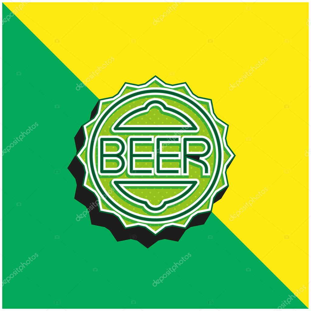 Bottle Cap Green and yellow modern 3d vector icon logo