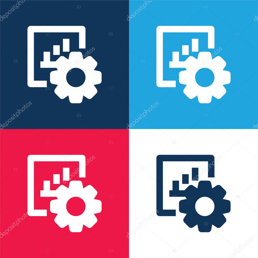 Bar Graph blue and red four color minimal icon set