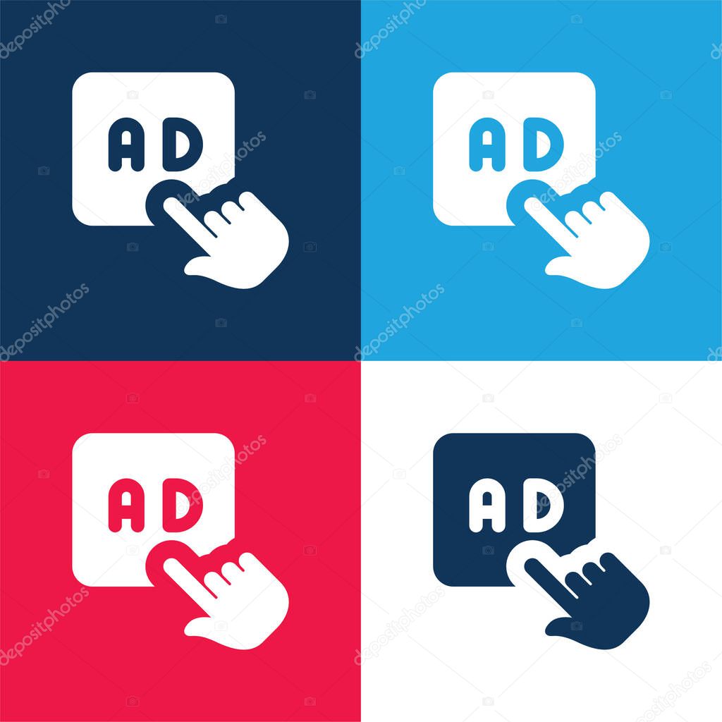 Ads blue and red four color minimal icon set