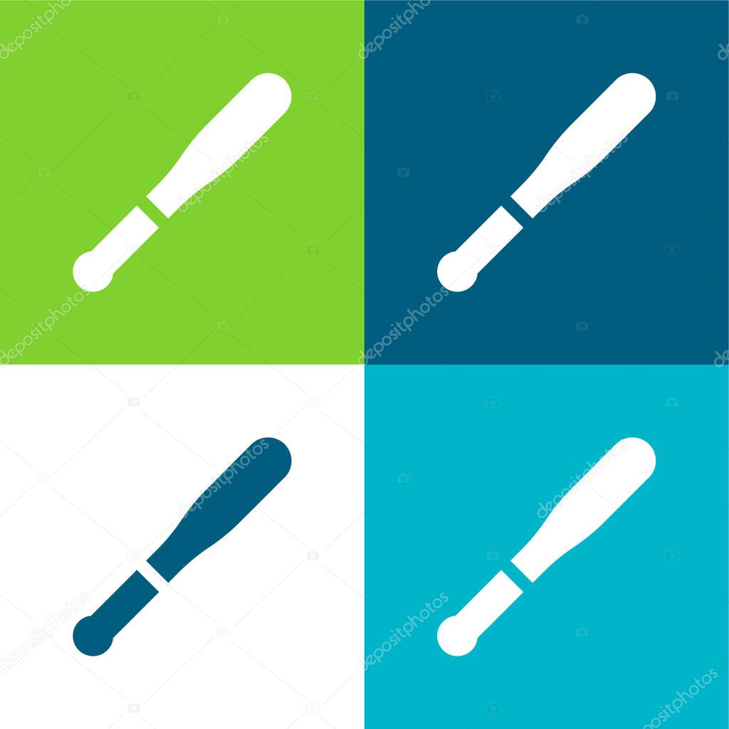 Baseball Bat Flat four color minimal icon set