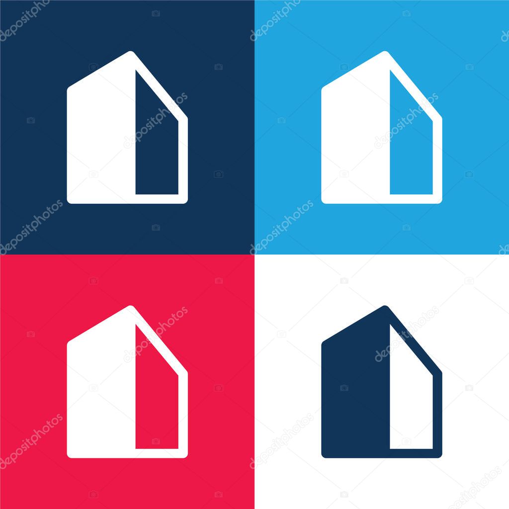 Big Building blue and red four color minimal icon set