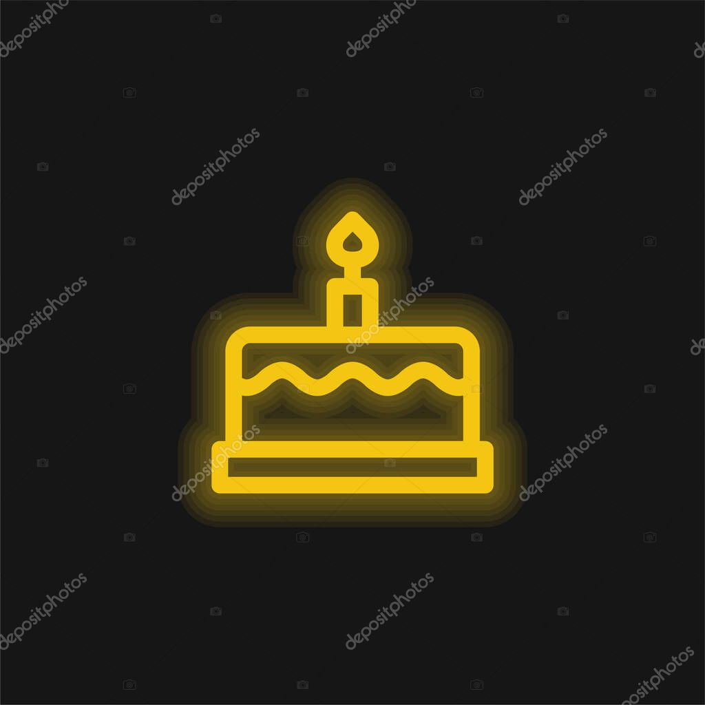 Birthday Cake yellow glowing neon icon