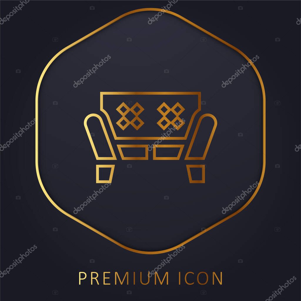 Armchair golden line premium logo or icon