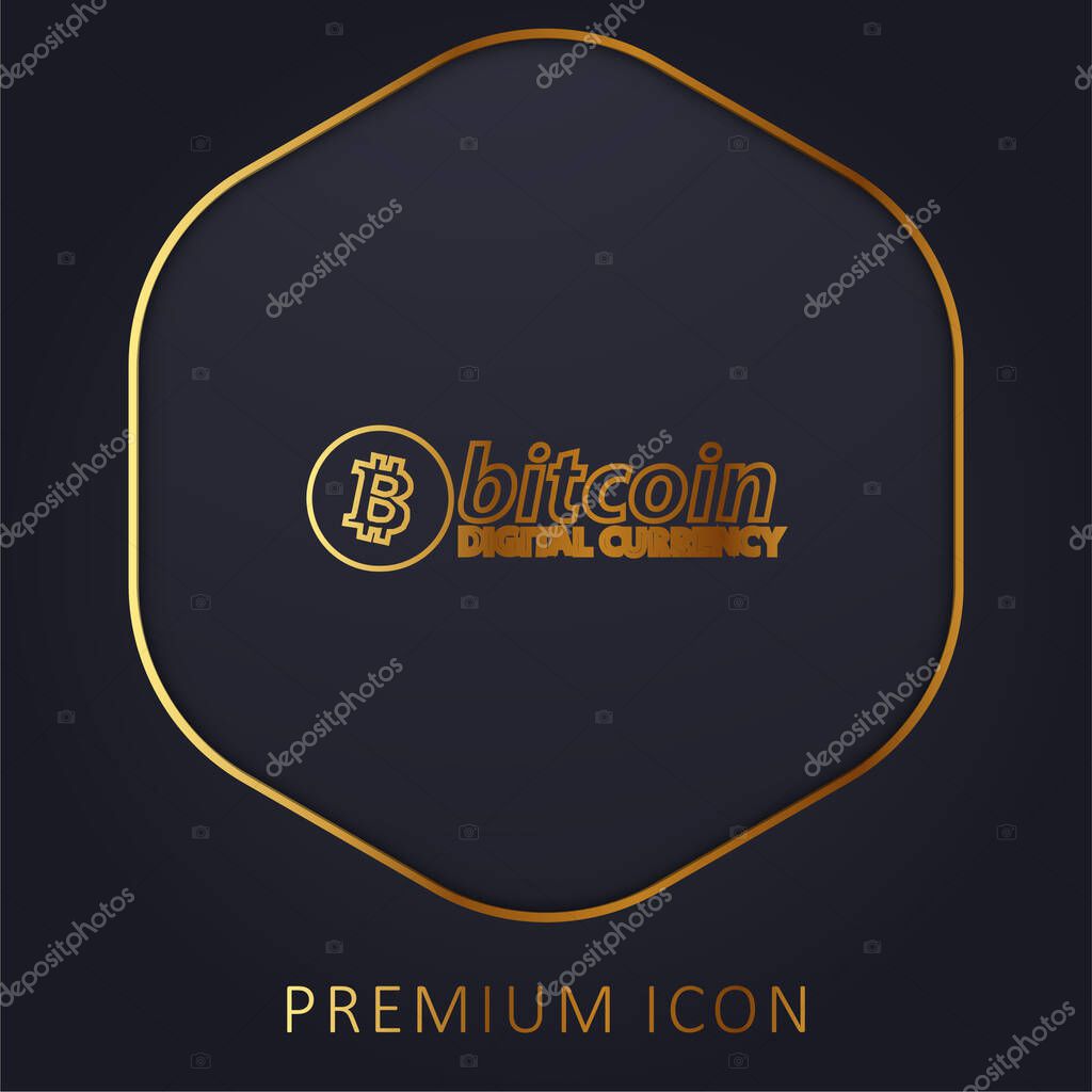 Bitcoin Digital Currency Logo golden line premium logo or icon