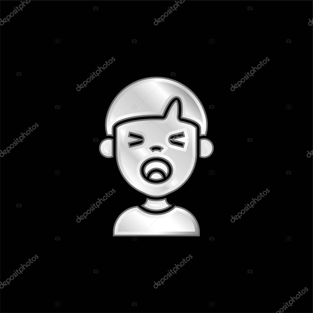Boy silver plated metallic icon