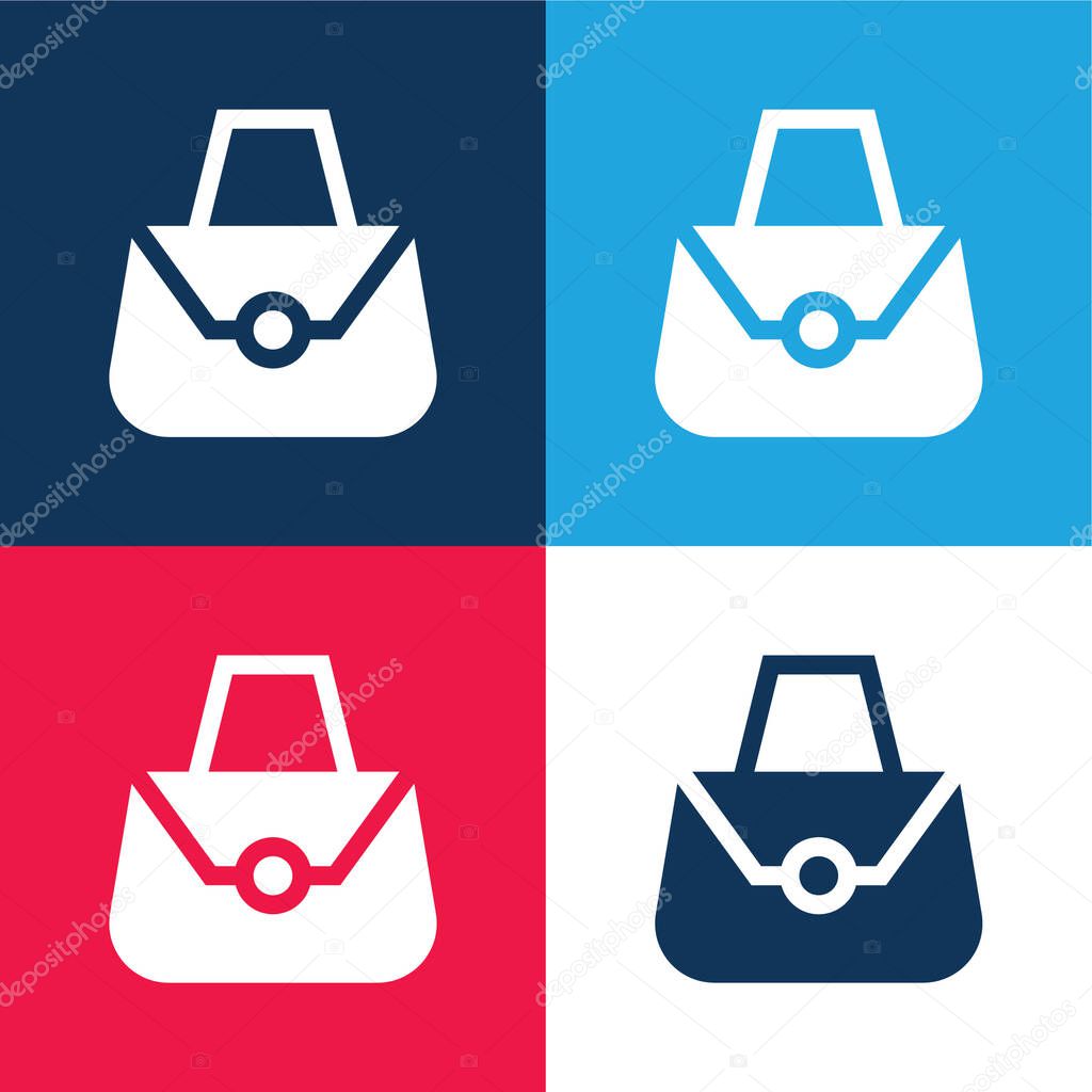 Bag blue and red four color minimal icon set