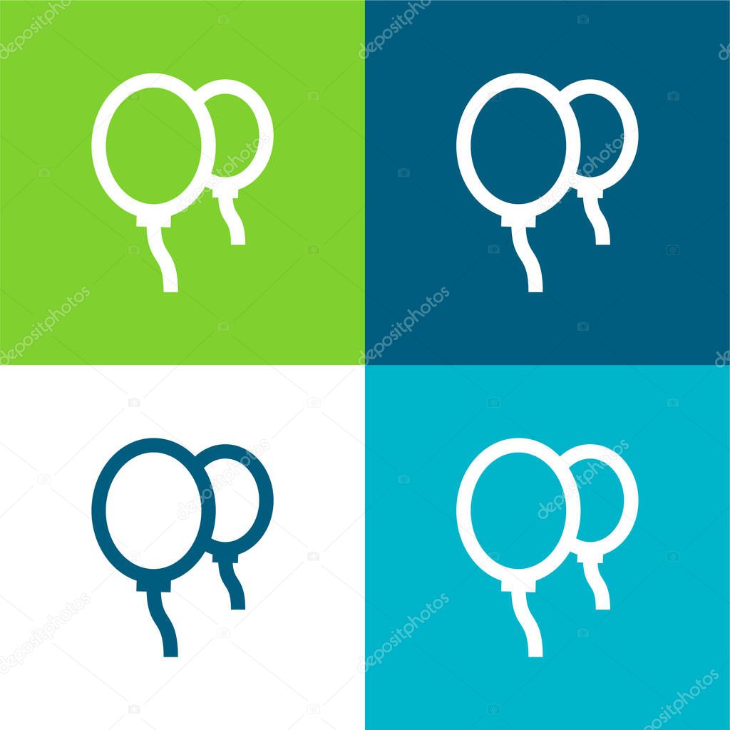 Balloons Flat four color minimal icon set