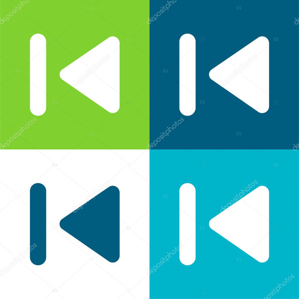 Backward Track Flat four color minimal icon set