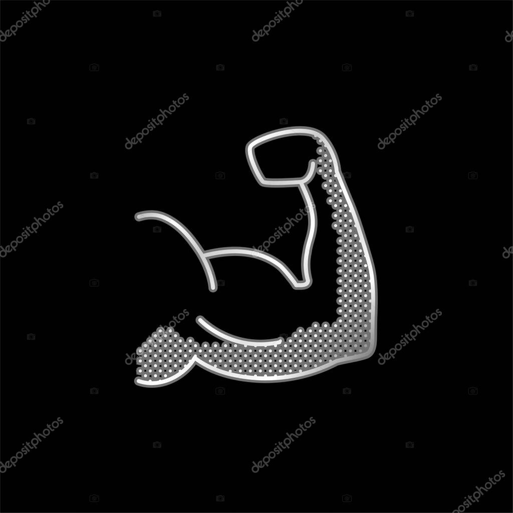 Biceps silver plated metallic icon