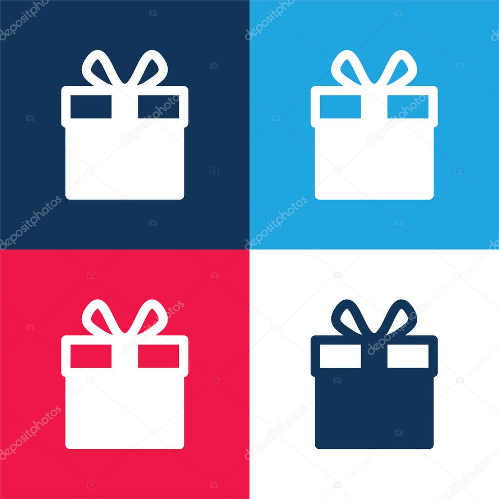 Big Gift blue and red four color minimal icon set