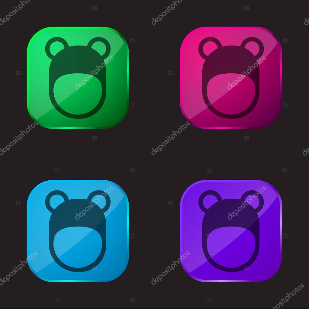 Bear Hat four color glass button icon