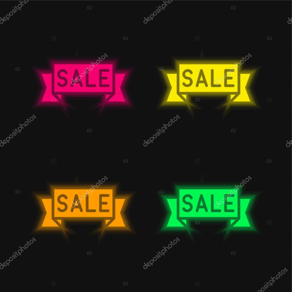 Black Friday four color glowing neon vector icon