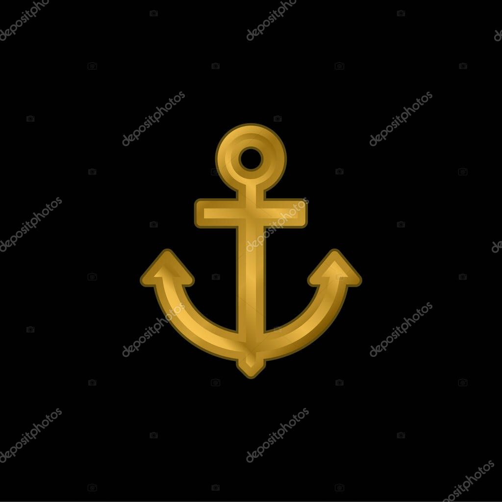 Anchor gold plated metalic icon or logo vector