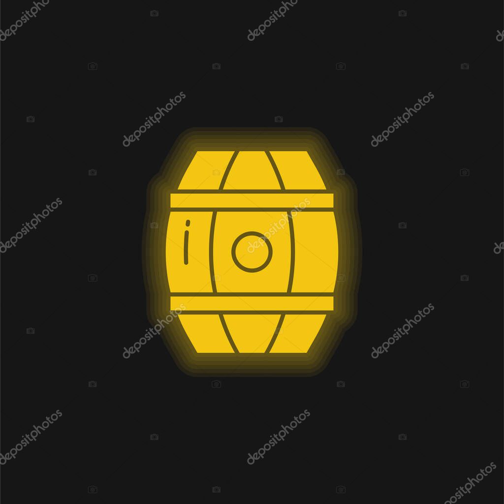 Barrel yellow glowing neon icon